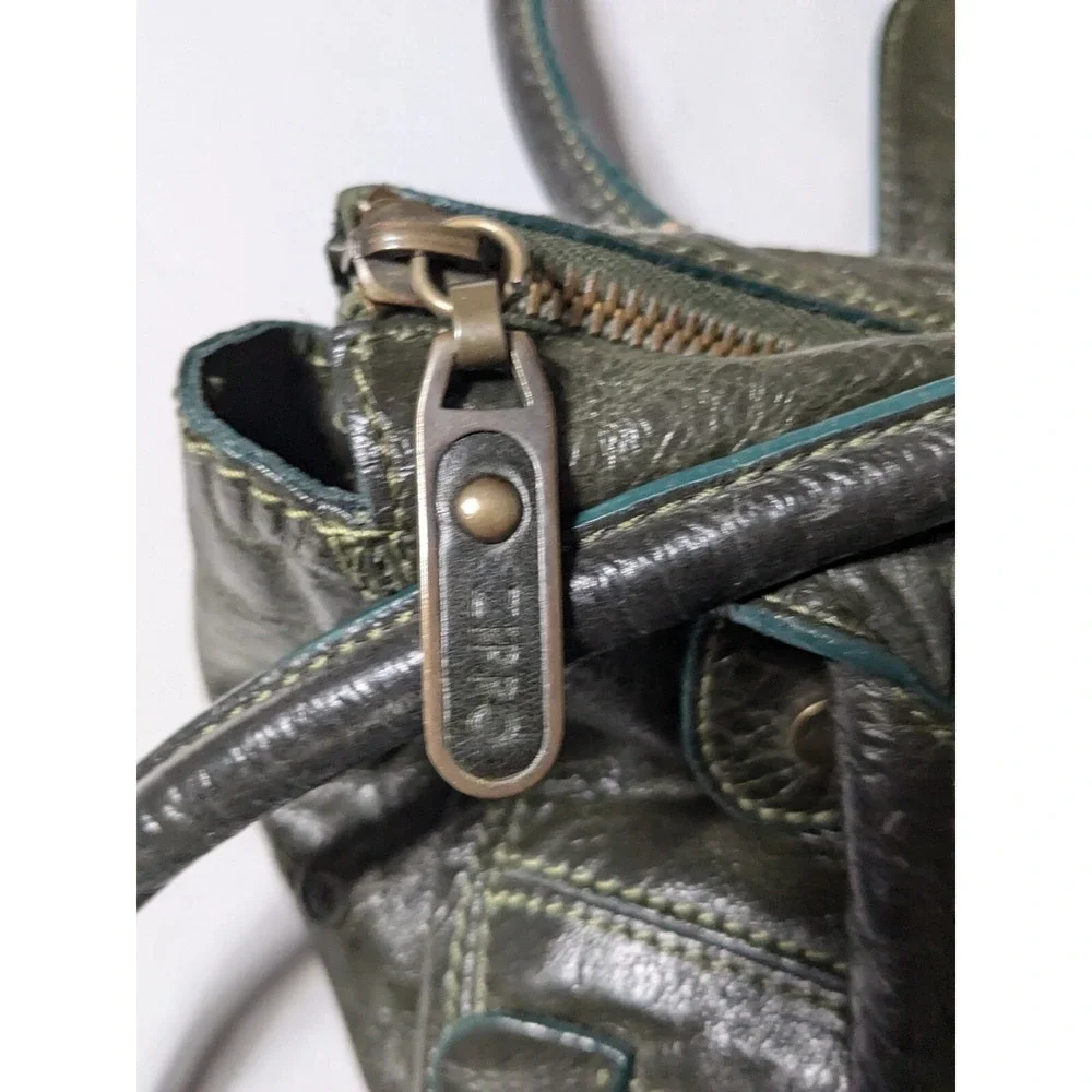 VTG ZIPPO Women Green Leather Shoulder‎ Bag